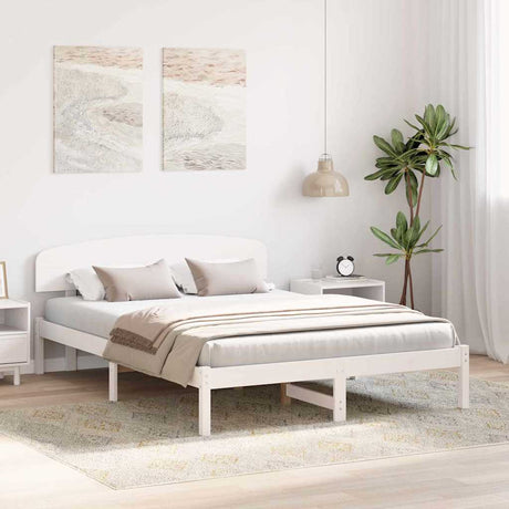 Vidaxl bedframe met hoofdeinde wit 160 x 200 cm massief grenenhout
