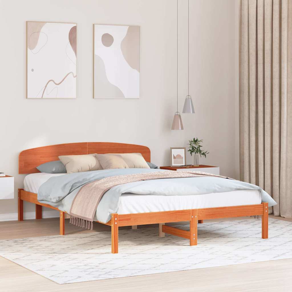 Vidaxl bedframe wasbruin 140 x 200 cm massief grenenhout