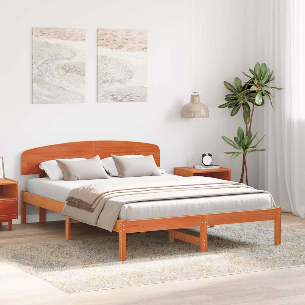 Vidaxl bedframe wasbruin 140 x 200 cm massief grenenhout
