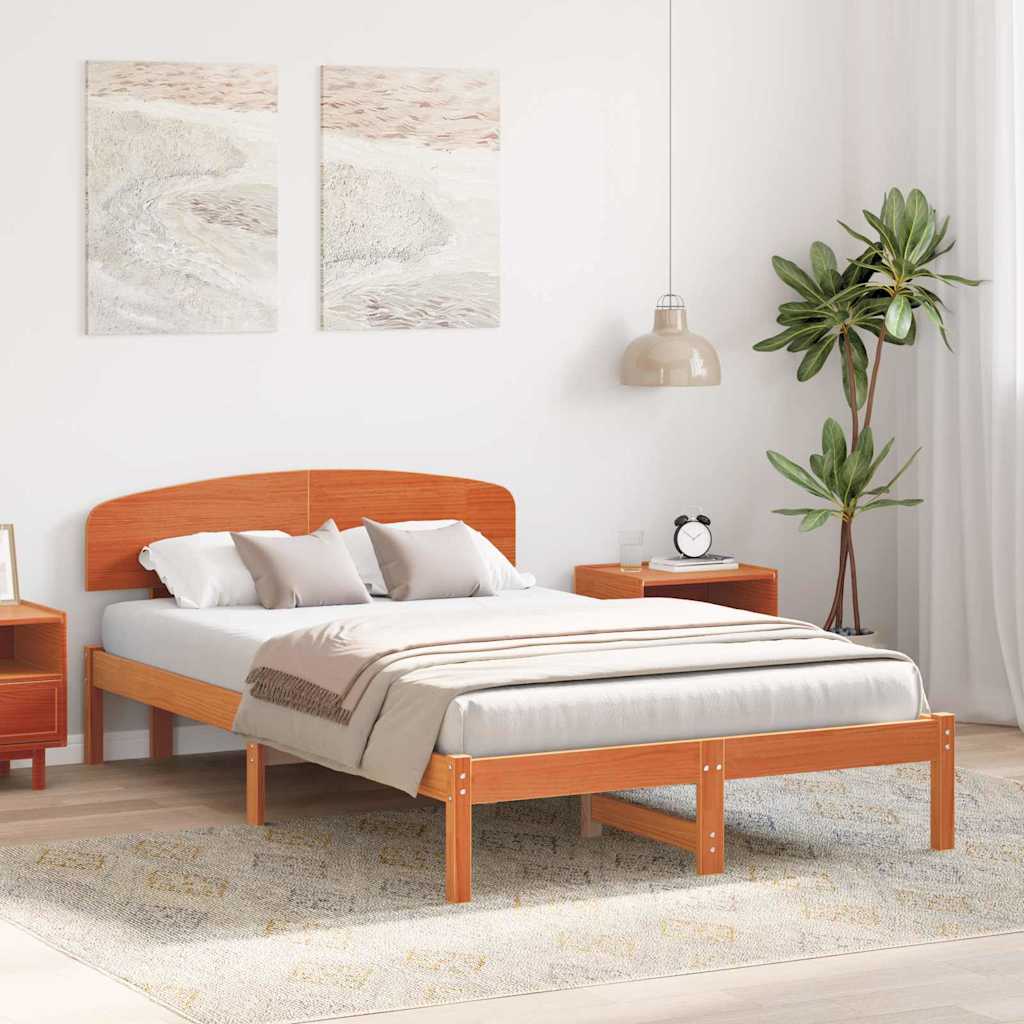 Vidaxl bedframe wasbruin 140 x 190 cm massief grenenhout