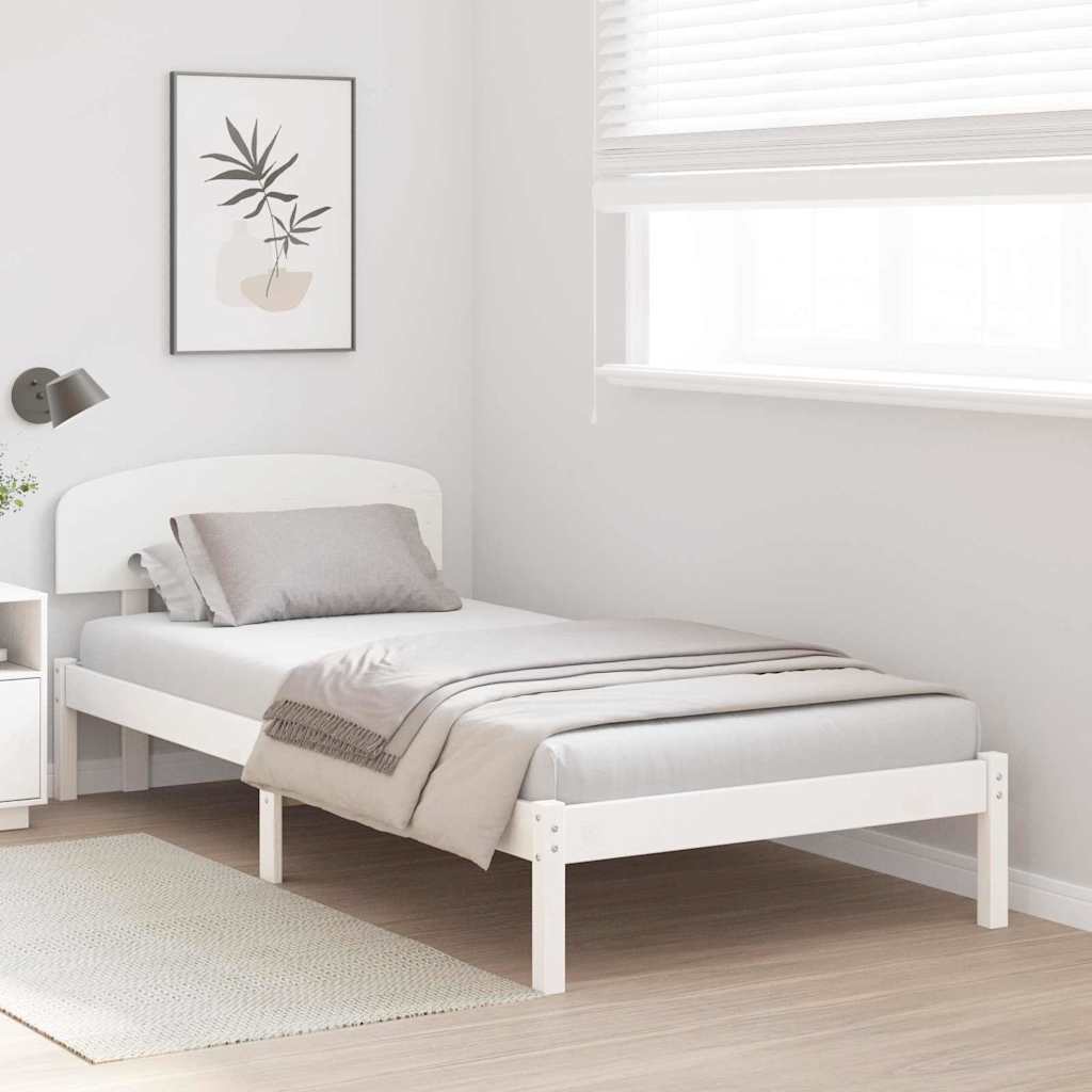 Vidaxl bedframe met hoofdeinde wit 100 x 200 cm massief grenenhout