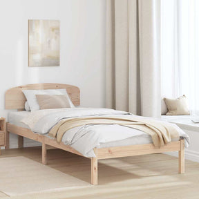 Vidaxl bedframe met hoofdeinde naturel 90 x 200 cm massief grenenhout