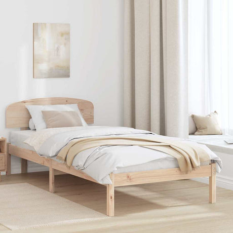 Vidaxl bedframe met hoofdeinde naturel 90 x 200 cm massief grenenhout