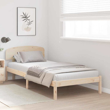 Vidaxl bedframe met hoofdeinde naturel 90 x 200 cm massief grenenhout