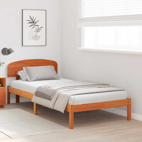 Vidaxl bedframe met hoofdeinde wasbruin 75 x 190 cm massief grenenhout
