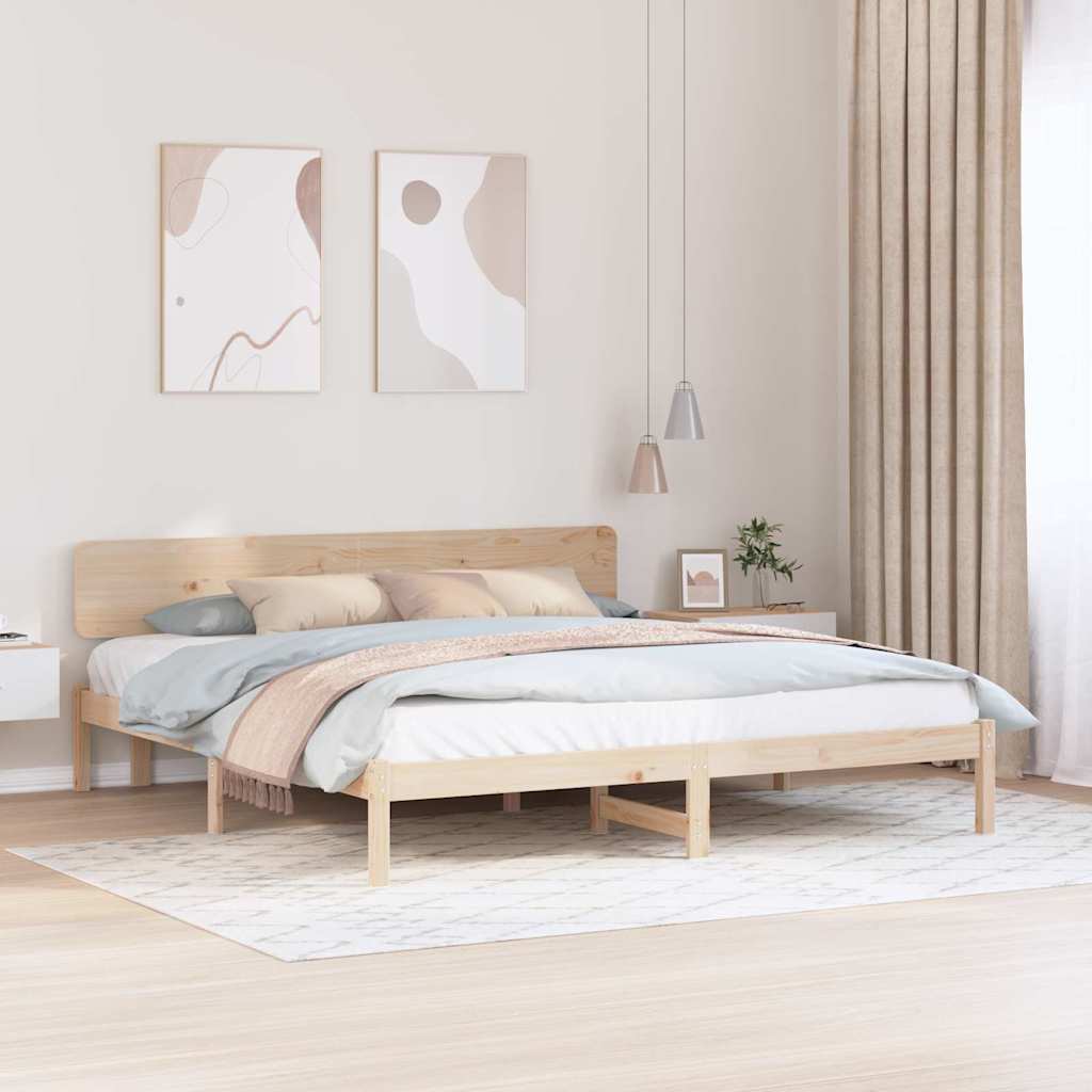 Vidaxl bedframe met hoofdeinde naturel 180 x 200 cm massief grenenhout