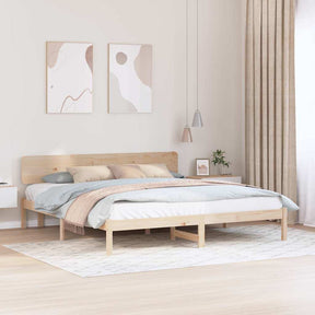 Vidaxl bedframe met hoofdeinde naturel 180 x 200 cm massief grenenhout