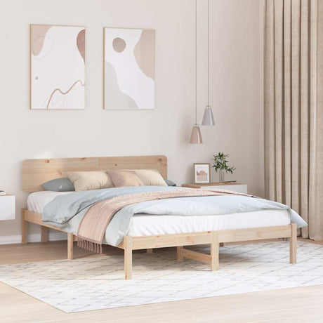 Vidaxl bedframe met hoofdeinde naturel 160 x 200 cm massief grenenhout