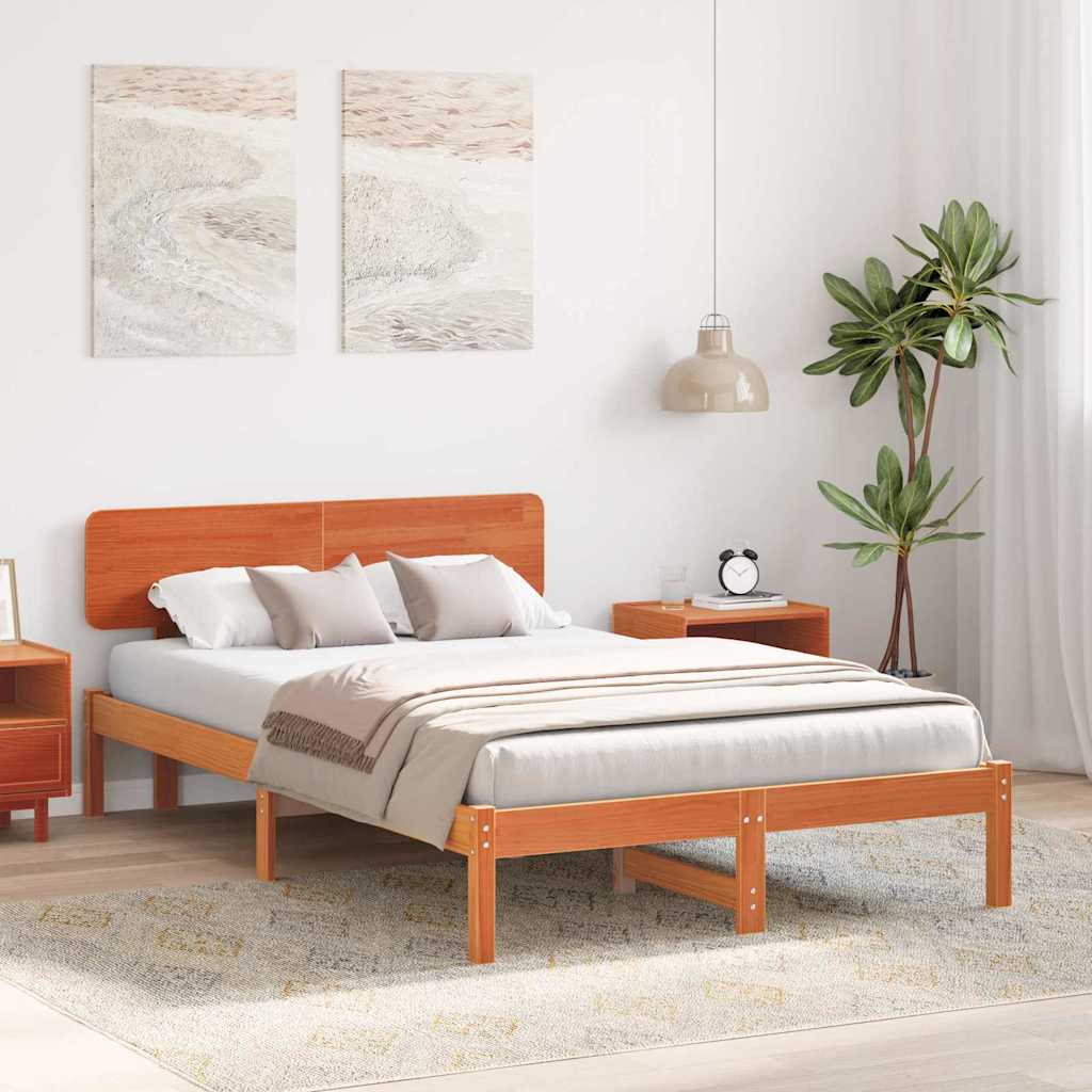 Vidaxl bedframe wasbruin 140 x 190 cm massief grenenhout