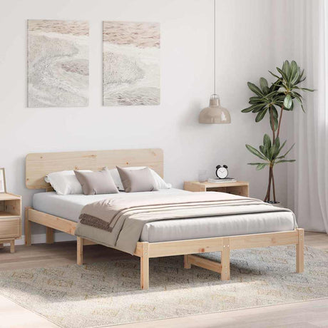 Vidaxl bedframe met hoofdeinde naturel 120 x 190 cm massief grenenhout
