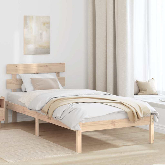 Vidaxl bedframe met hoofdeinde bruin 80 x 200 cm massief grenenhout