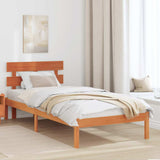 Vidaxl bedframe met hoofdeinde bruin 80 x 200 cm massief grenenhout
