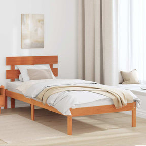 Vidaxl bedframe met hoofdeinde bruin 80 x 200 cm massief grenenhout
