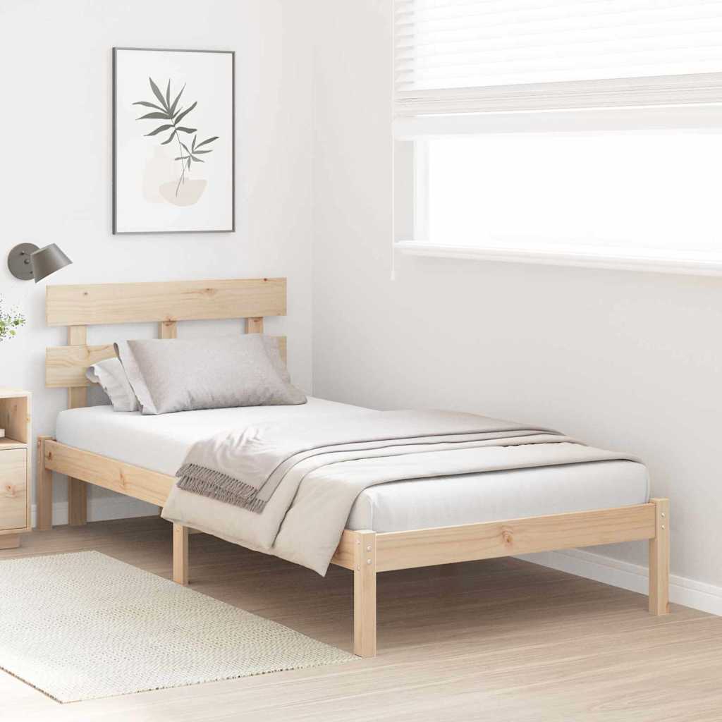 Vidaxl bedframe met hoofdeinde bruin 90 x 190 cm massief grenenhout