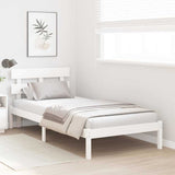 Vidaxl bedframe met hoofdeinde wit 90 x 190 cm massief grenenhout