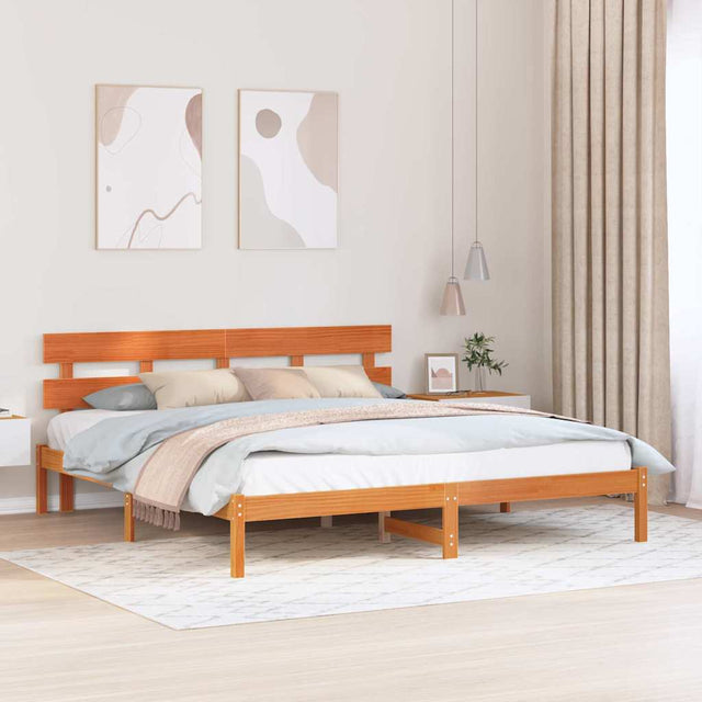 Vidaxl bedframe met hoofdeinde bruin 180 x 200 cm massief grenenhout