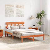 Vidaxl bedframe met hoofdeinde bruin 120 x 190 cm massief grenenhout