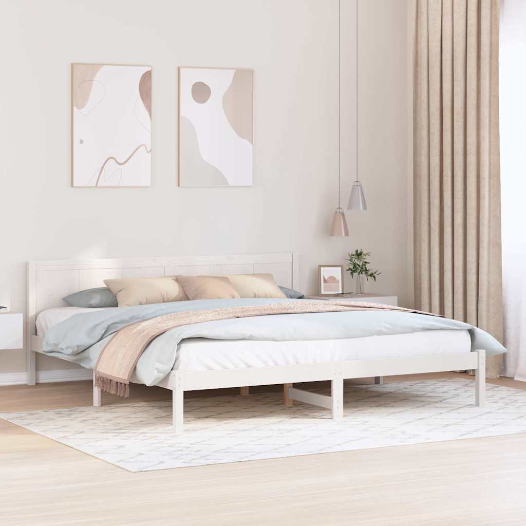 Vidaxl bedframe wit 200 x 200 cm massief grenenhout