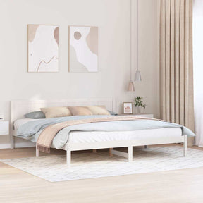 Vidaxl bedframe wit 200 x 200 cm massief grenenhout