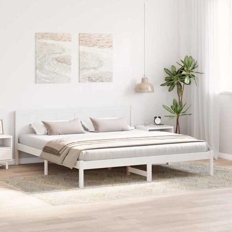 Vidaxl bedframe wit 180 x 200 cm massief grenenhout