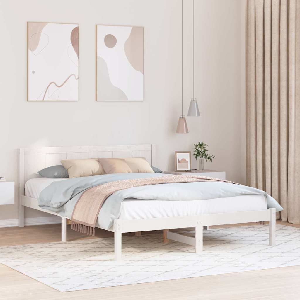 Vidaxl bedframe wit 150 x 200 cm massief grenenhout