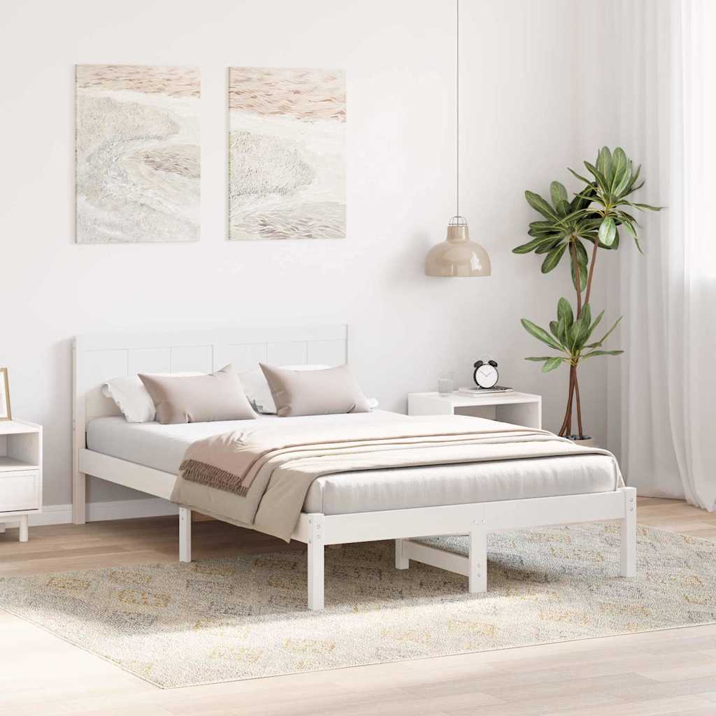 Vidaxl bedframe wit 135 x 190 cm massief grenenhout