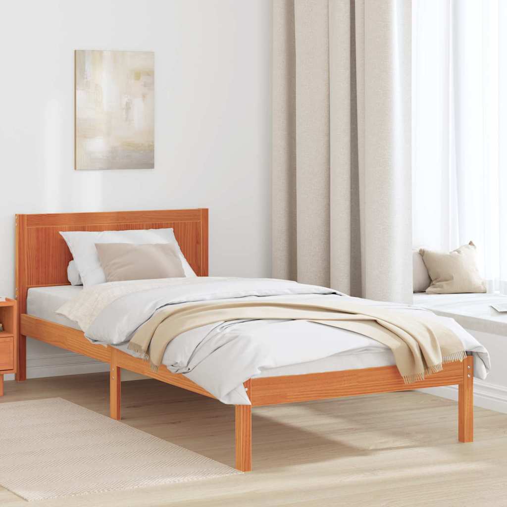 Vidaxl bedframe bruin 90 x 190 cm massief grenenhout