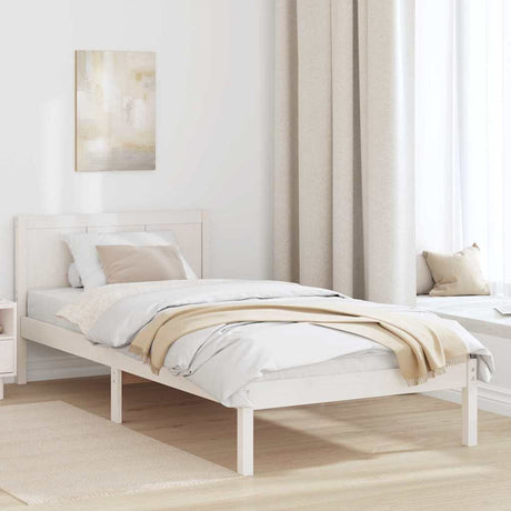 Vidaxl bedframe wit 75 x 190 cm massief grenenhout