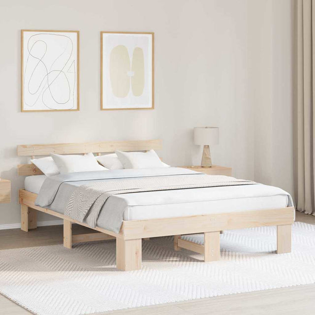 Vidaxl bedframe met hoofdeinde naturel 160 x 200 cm massief grenenhout