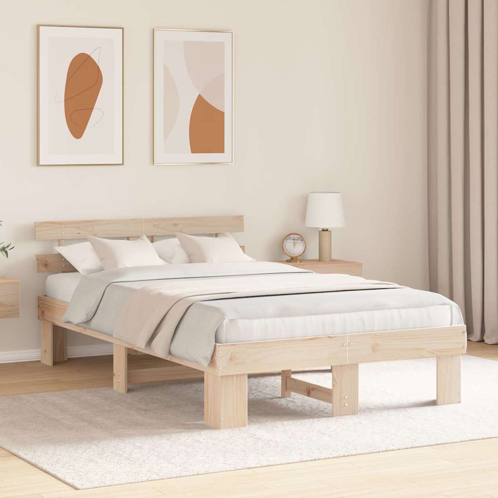 Vidaxl bedframe met hoofdeinde naturel 120 x 200 cm massief grenenhout