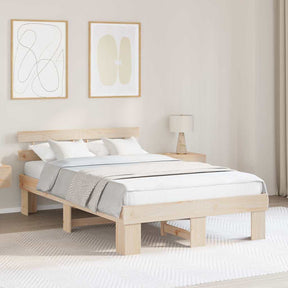 Vidaxl bedframe met hoofdeinde naturel 140 x 190 cm massief grenenhout