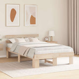 Vidaxl bedframe met hoofdeinde naturel 140 x 190 cm massief grenenhout