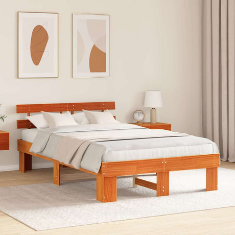 Vidaxl bedframe wasbruin 120 x 190 cm massief grenenhout