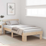 Vidaxl bedframe met hoofdeinde naturel 90 x 190 cm massief grenenhout