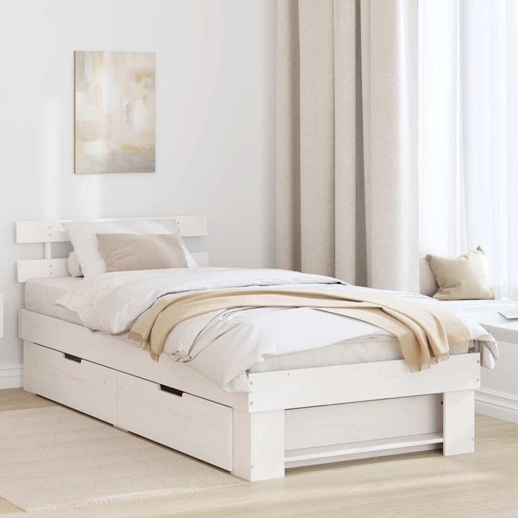 Vidaxl bedframe met hoofdeinde wit 100 x 200 cm massief grenenhout