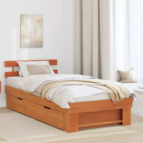 Vidaxl bedframe met lade wasbruin 100 x 200 cm massief grenenhout
