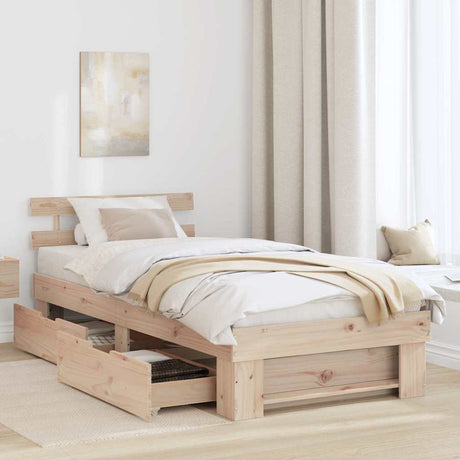 Vidaxl bedframe met hoofdeinde naturel 80 x 200 cm massief grenenhout