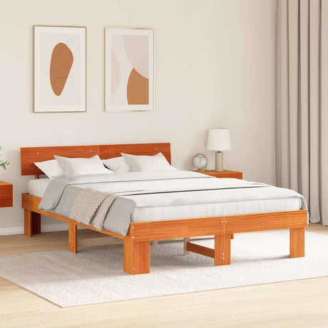 Vidaxl bedframe wasbruin 150 x 200 cm massief grenenhout