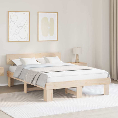 Vidaxl bedframe met hoofdeinde naturel 140 x 200 cm massief grenenhout