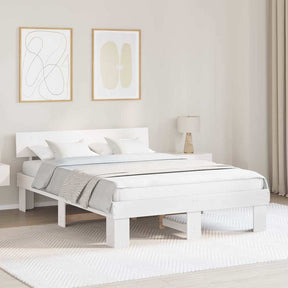 Vidaxl bedframe met hoofdeinde wit 140 x 200 cm massief grenenhout