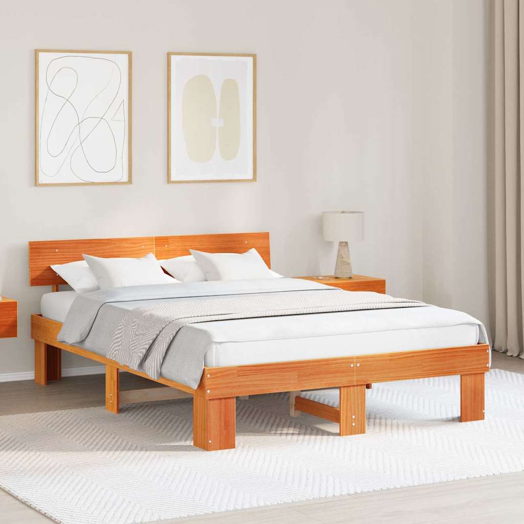 Vidaxl bedframe wasbruin 140 x 200 cm massief grenenhout