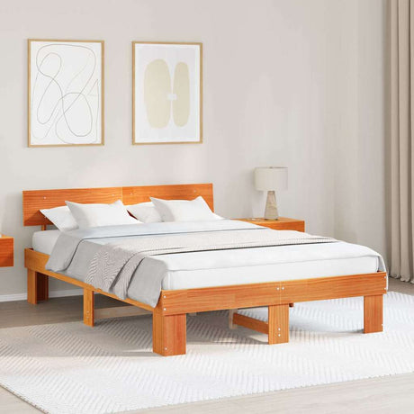 Vidaxl bedframe wasbruin 140 x 200 cm massief grenenhout