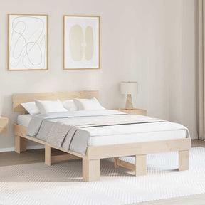 Vidaxl bedframe met hoofdeinde naturel 120 x 190 cm massief grenenhout