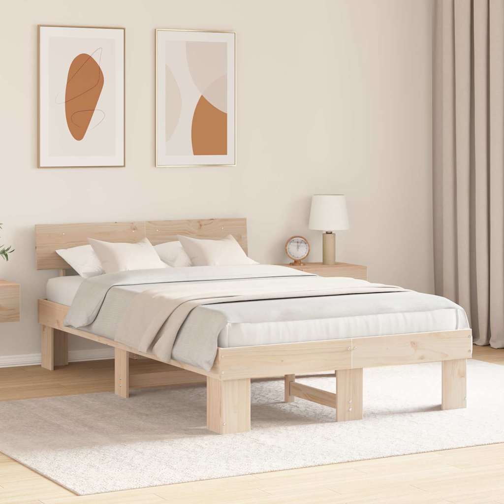 Vidaxl bedframe met hoofdeinde naturel 120 x 190 cm massief grenenhout