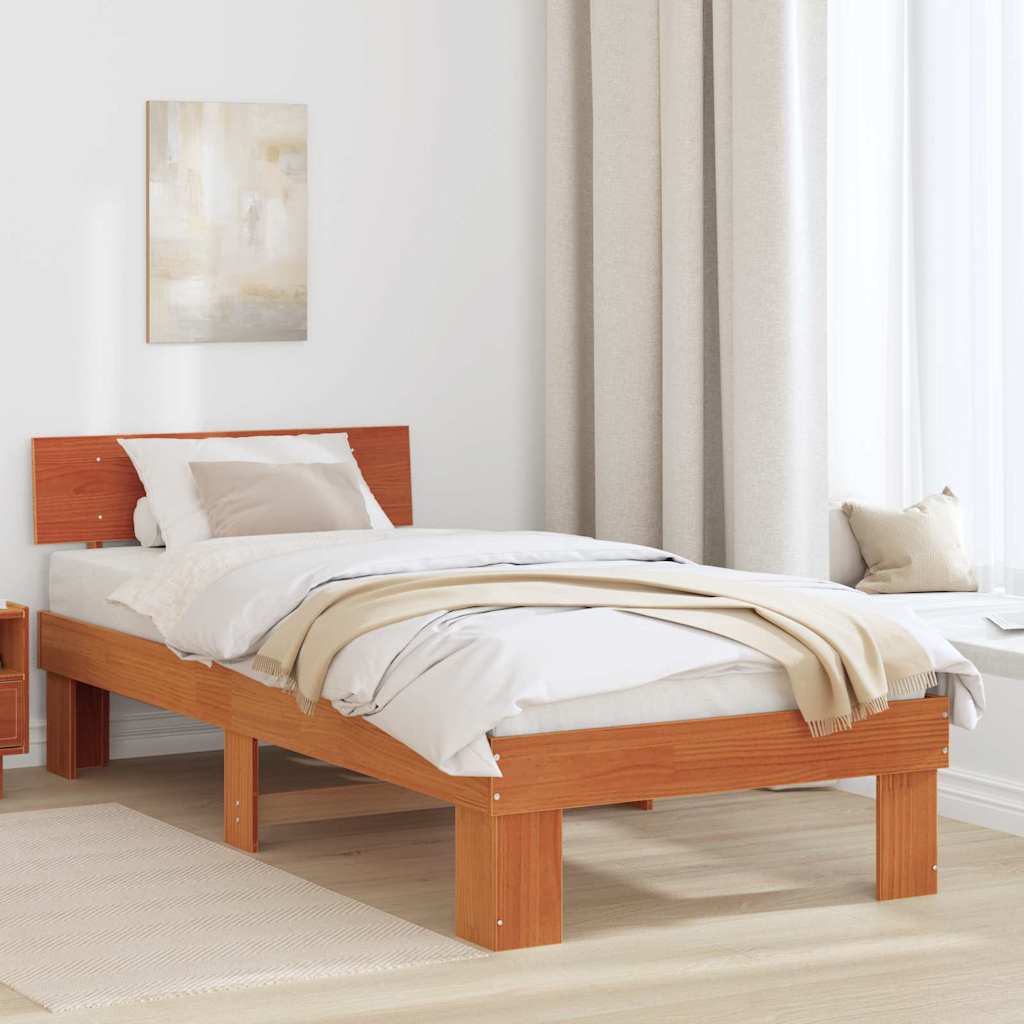 Vidaxl bedframe wasbruin 100 x 200 cm massief grenenhout
