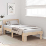 Vidaxl bedframe met hoofdeinde naturel 90 x 190 cm massief grenenhout