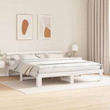 Vidaxl bedframe met hoofdeinde wit 200 x 200 cm massief grenenhout