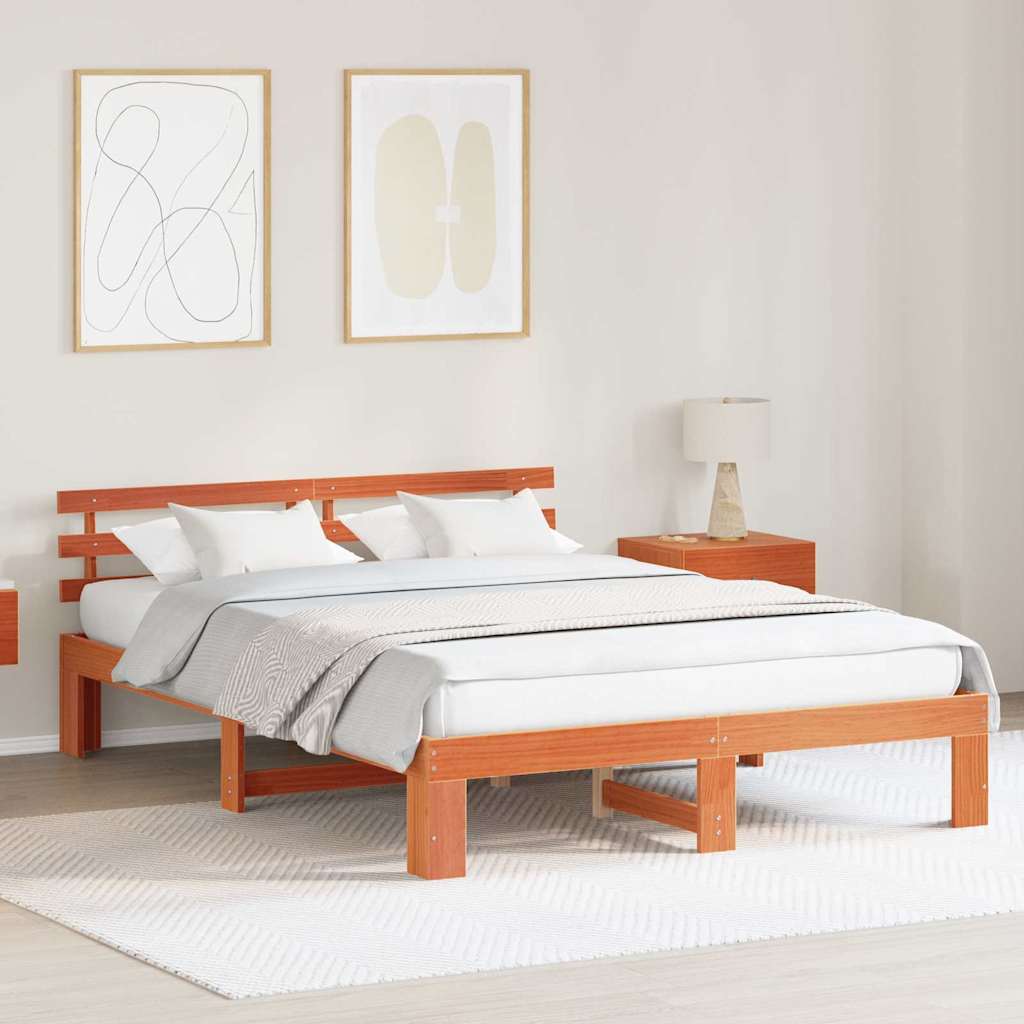 Vidaxl bedframe wasbruin 160 x 200 cm massief grenenhout