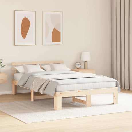 Vidaxl bedframe met hoofdeinde naturel 120 x 200 cm massief grenenhout