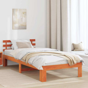 Vidaxl bedframe met hoofdeinde wasbruin 90 x 200 cm massief grenenhout